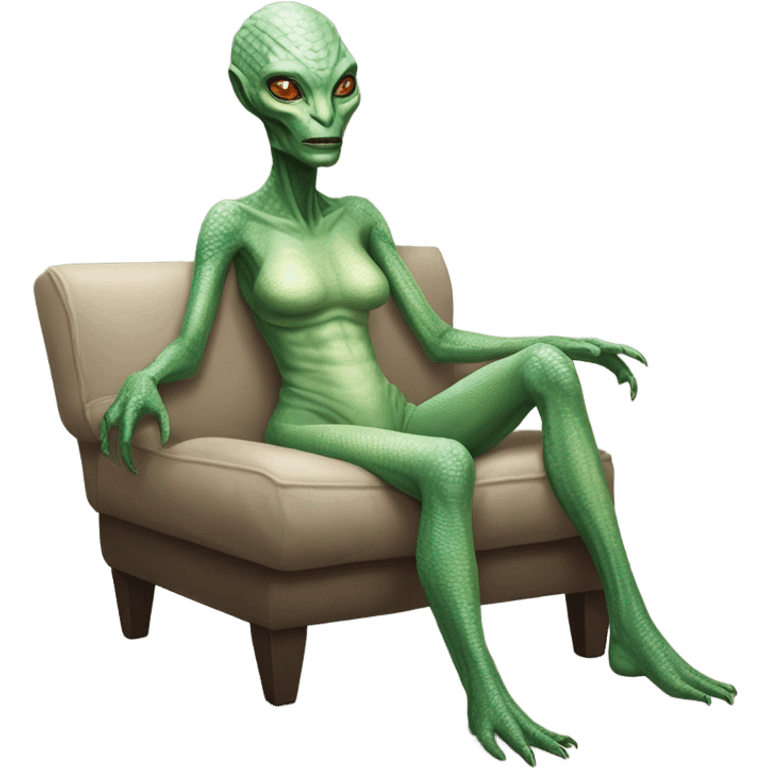 a Reptilian alien woman, full body, Laying down emoji