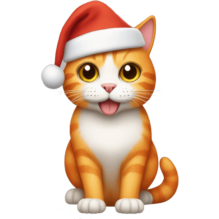 Orange cat wearing a santa hat emoji