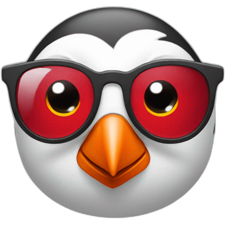 Red penguin with glasses emoji