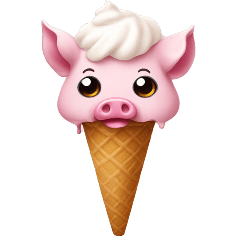 ice cream and cute piggy emoji