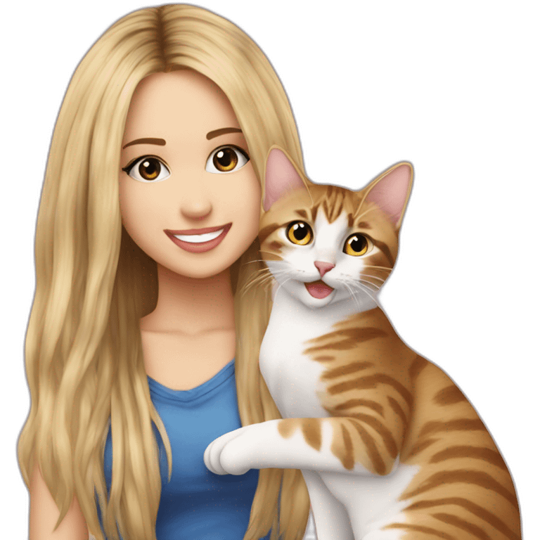 Emoji de Hannah Montana con un gato emoji