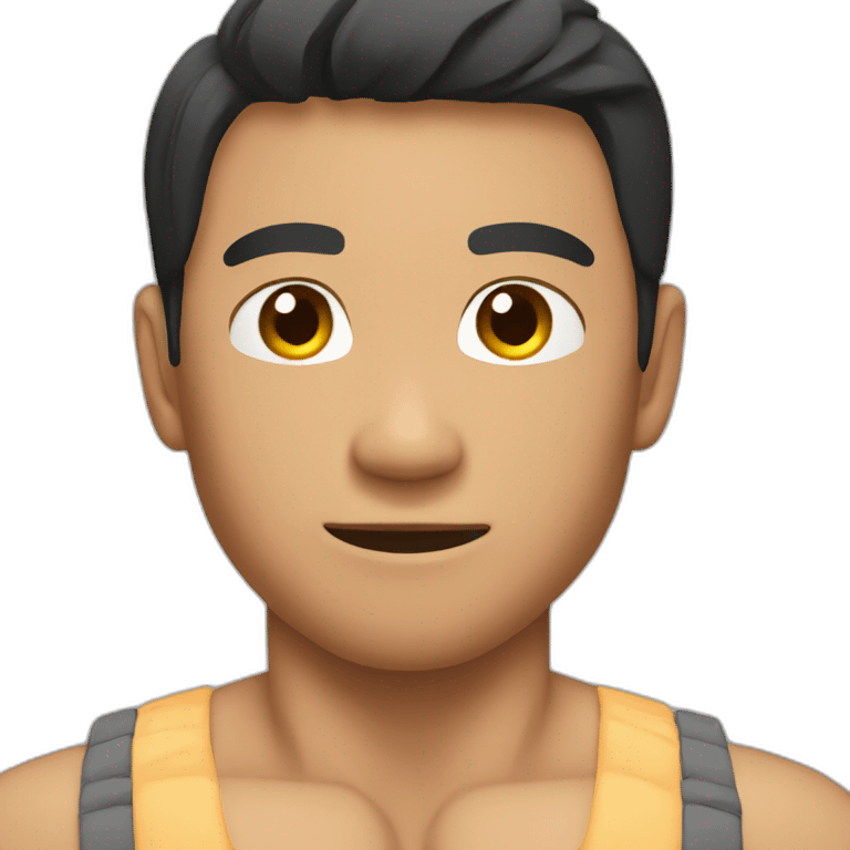 Asian guy with muscles emoji