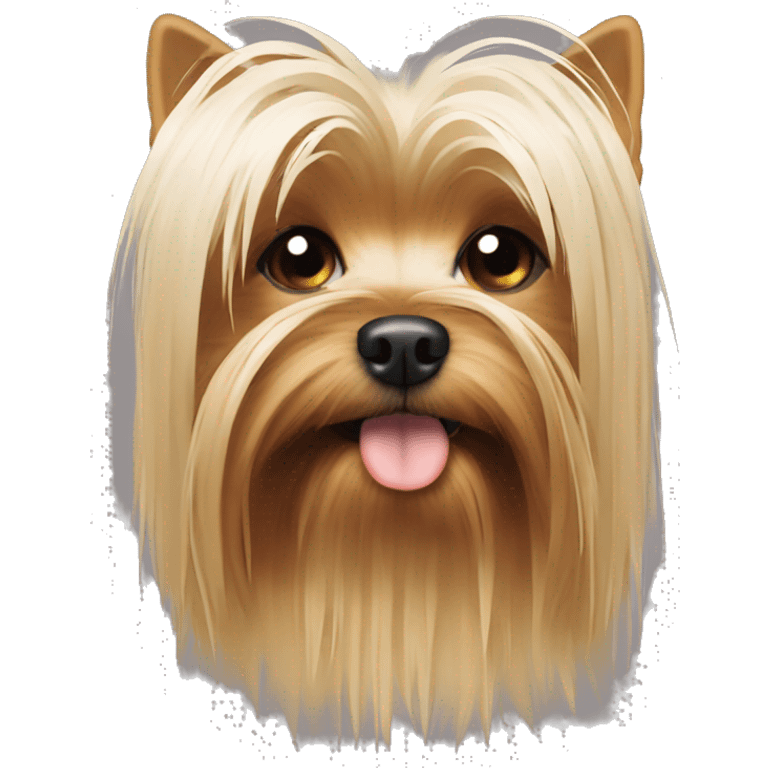 Yorkshire Terrier, long hair covering his face, long bangs, one eye closed emoji