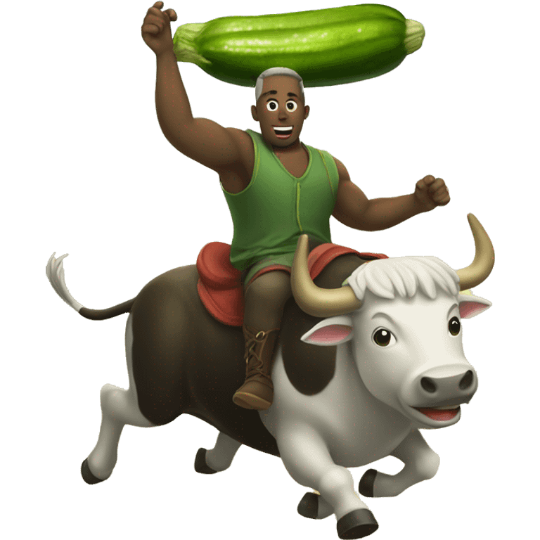 Pickle riding a bull emoji