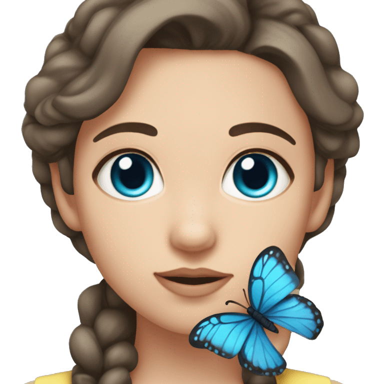 girl with brown hair, large gray-blue eyes, medium eyebrows, butterfly lips, electrolysis master emoji