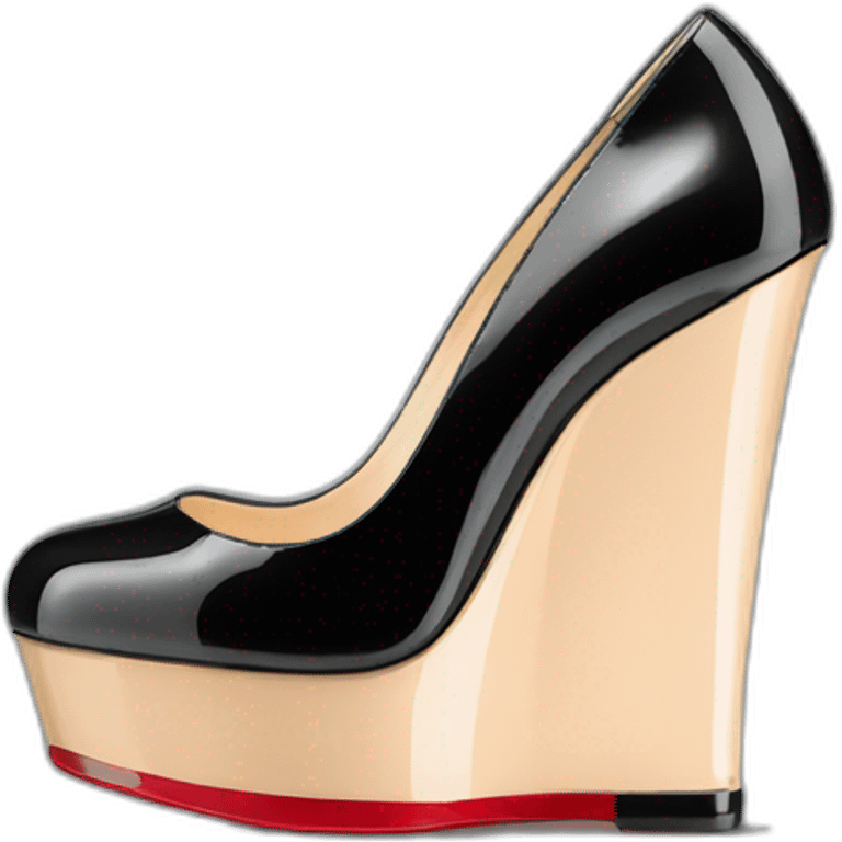 WEDGE heel LOUBOUTIN black leather PATENT emoji