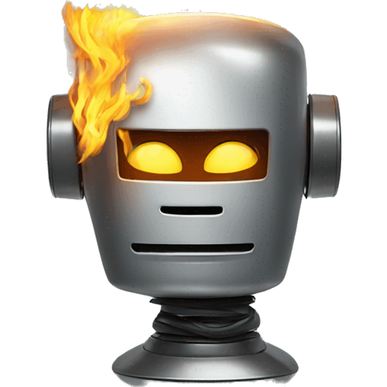 Cross on fire on robot head emoji