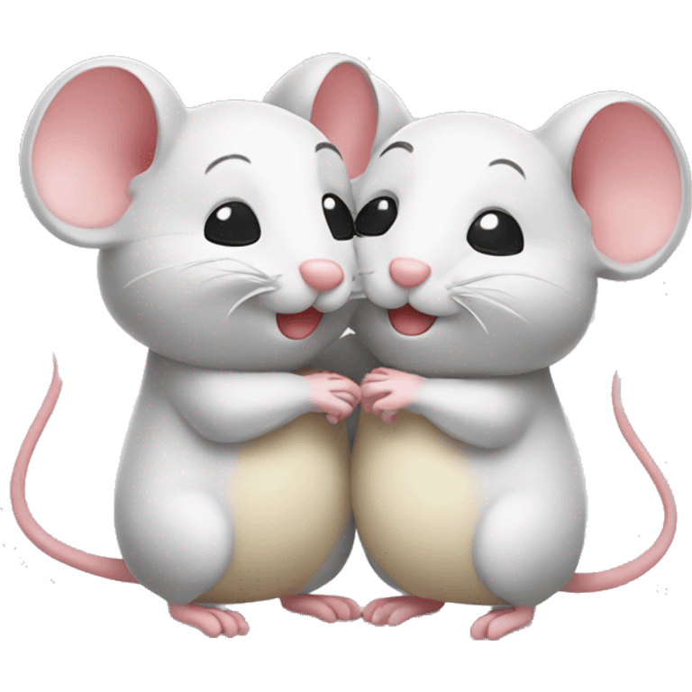 Two cute mice hugging each other with love  emoji