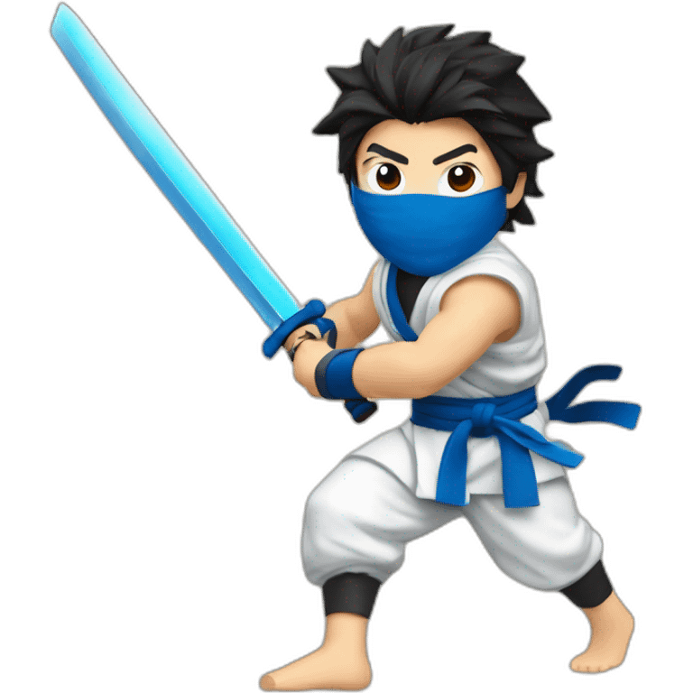 ryu,ninja,barefoot,blue-sleeveless-outfit,blue-ninja-mask,running-to-the-right,slashing-sword emoji