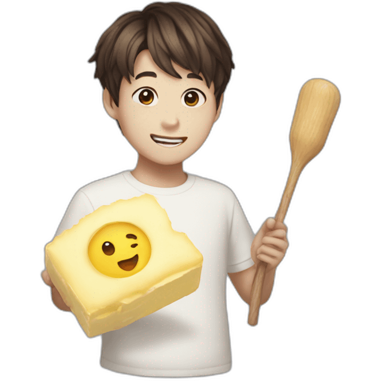 Emoji of Jungkook holding a stick of butter emoji