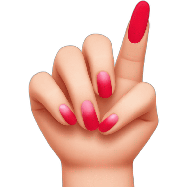 Pinky middlefinger and thumb up.long red nails emoji