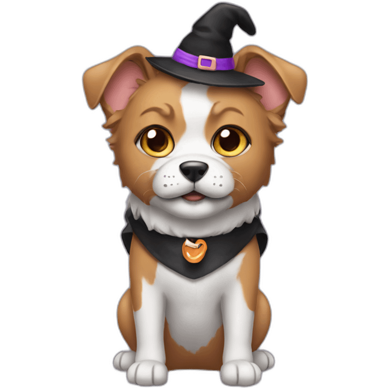 dog wearing a cat halloween costume emoji