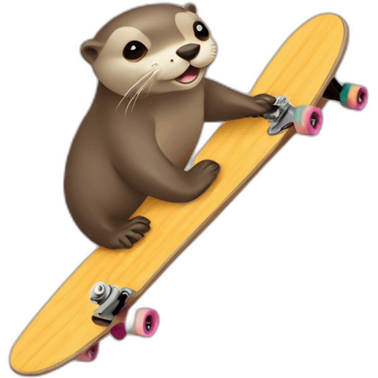 Otter on longboard emoji