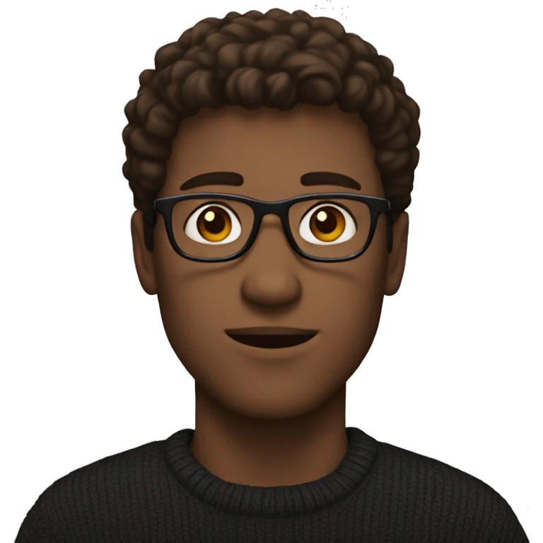 a white man with glasses having a black sweater and brown hair emoji