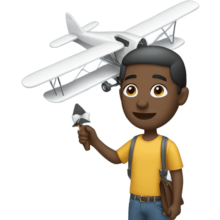 Black man holding a plane  emoji