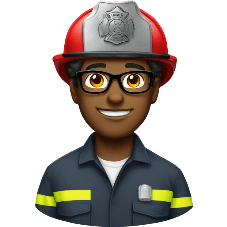 Nerdy Firefighter with glasses  emoji