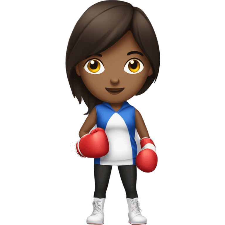 Brunette girl wearing boxing gloves emoji