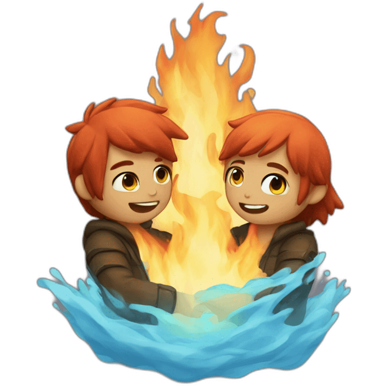 Fire and water hug emoji