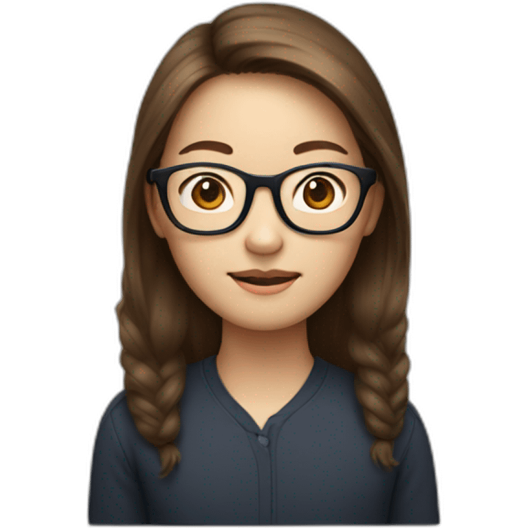 Tim cook with a brown hair Korean girl with eyeglasses emoji