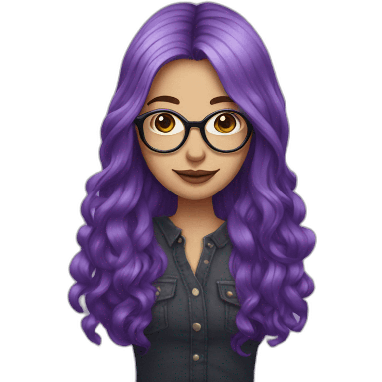 long purple hair fair skin woman in glasses with a septum piercing emoji