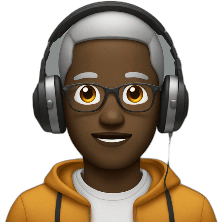 Black man listening to music emoji