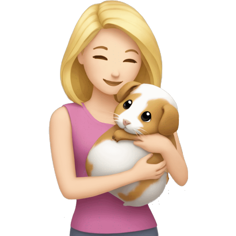 Blonde Woman hugging a guineapig emoji