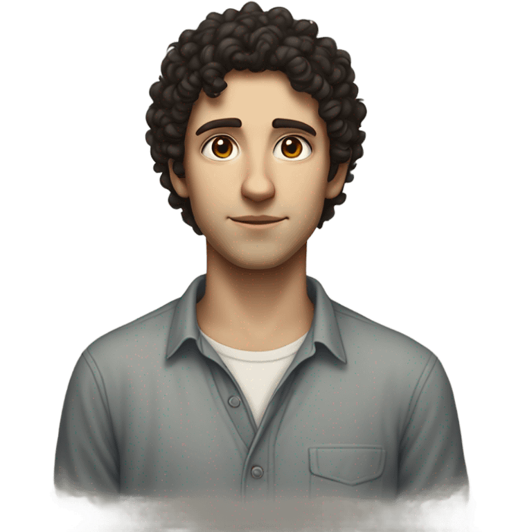 "A young man with dark curly hair, pale skin, and a thin build. He has a humble, thoughtful expression and wears simple, slightly worn clothing. A subtle Star of David appears nearby." emoji