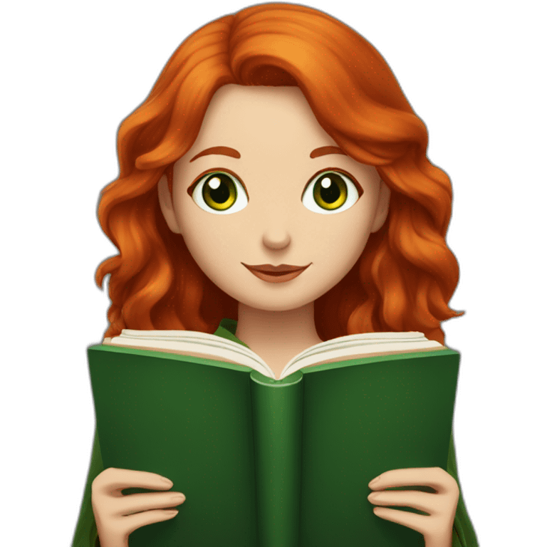 Redhead with green eyes gryffindor reading a book emoji