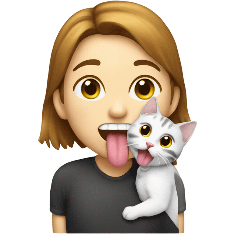 cat licking owner emoji