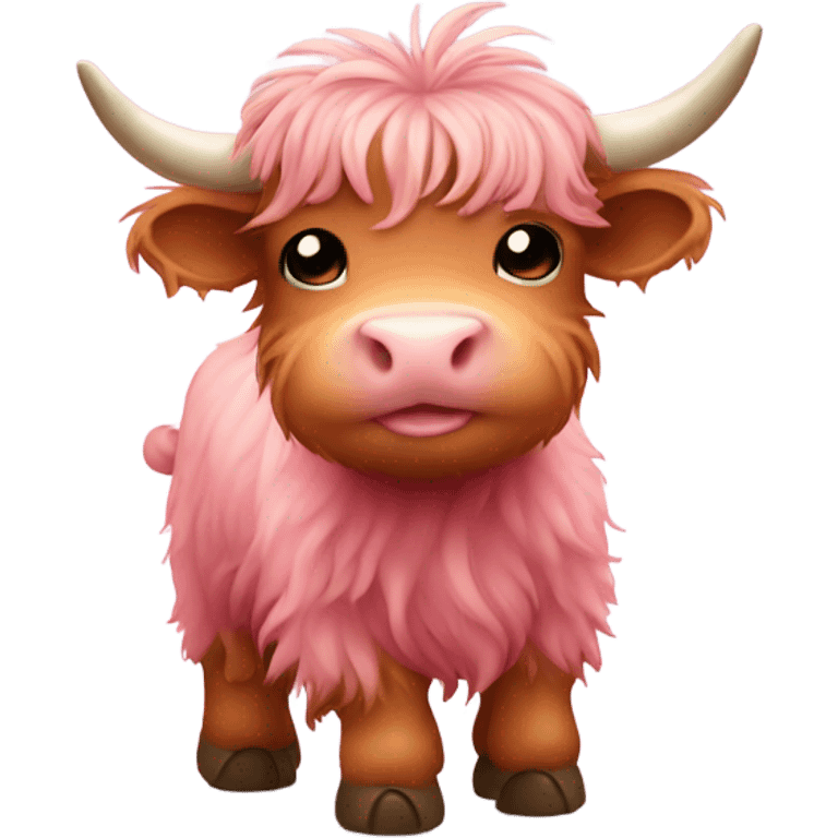 Cute pink baby highland cow emoji