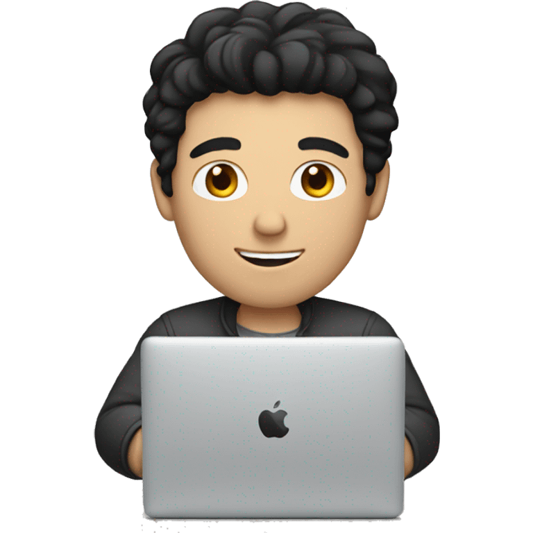 white man with black hair working macbook emoji