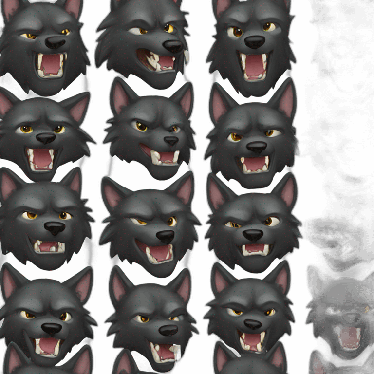 Black wolf growling  emoji