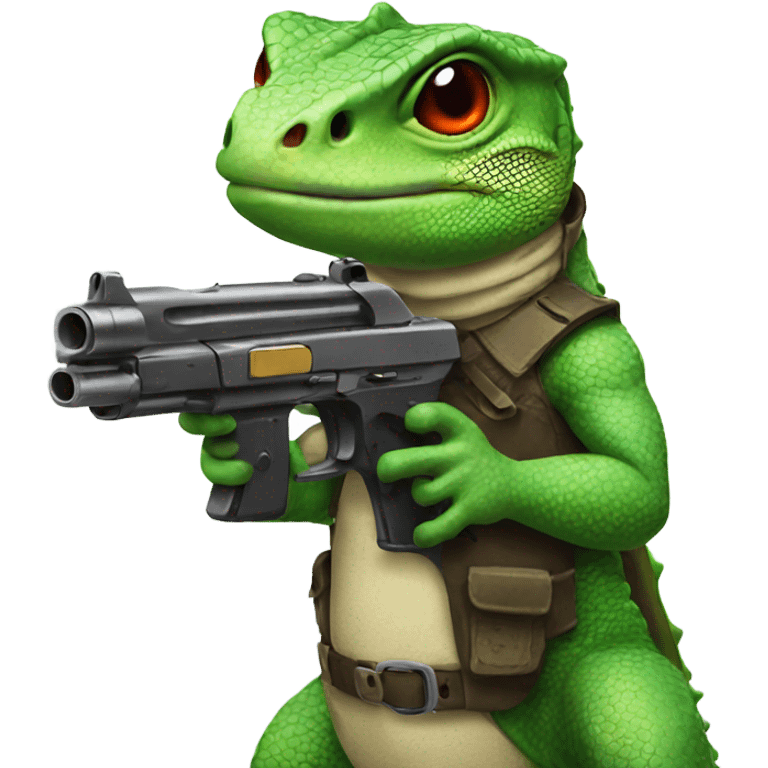 lizard with gun emoji