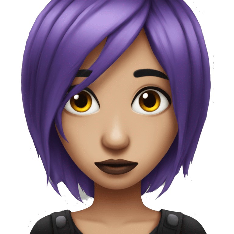 Emo girl with purple hair, I brought piercing and nose piercing emoji