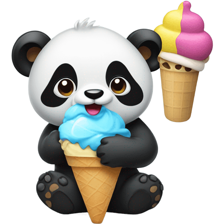 Panda eating ice cream emoji