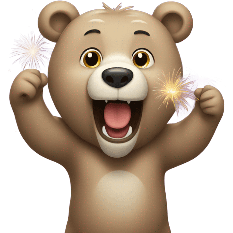 Bear celebrating new years emoji