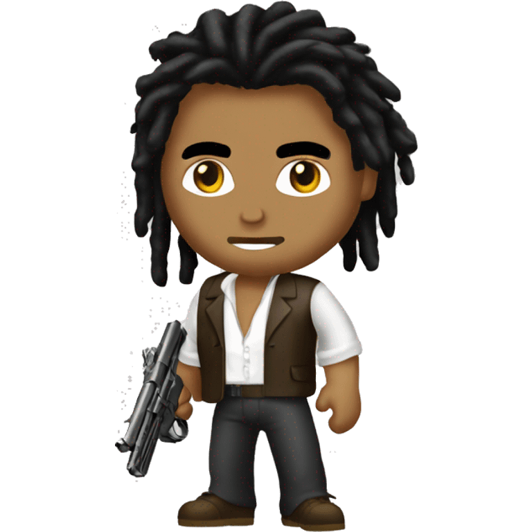 Tony Montana With His Skin Color Brown and he got dreads with a tommy gun emoji