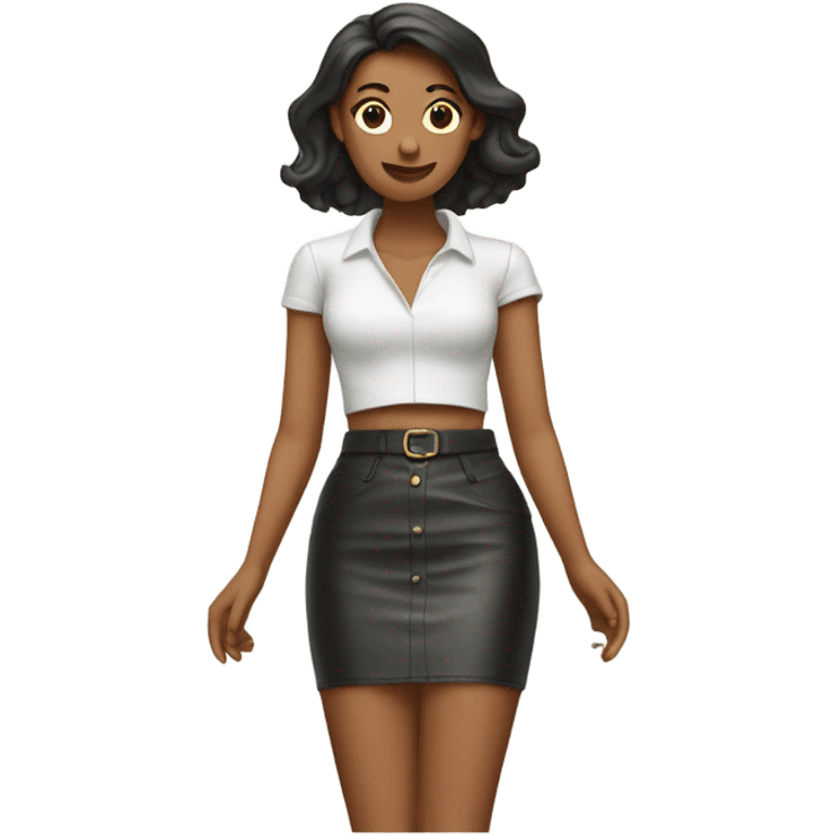 White High waisted leather skirt isolated emoji