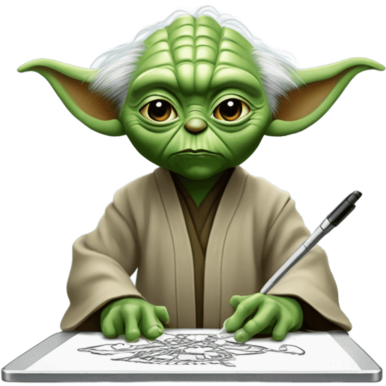 Master Yoda draws on a graphics tablet emoji