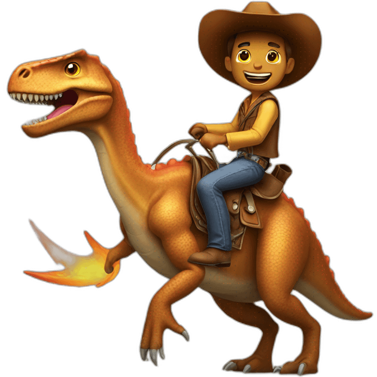 Cowboy riding dinosaur emoji