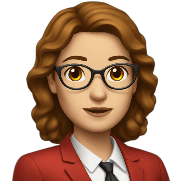 woman lawyer in red suit and brown hair emoji