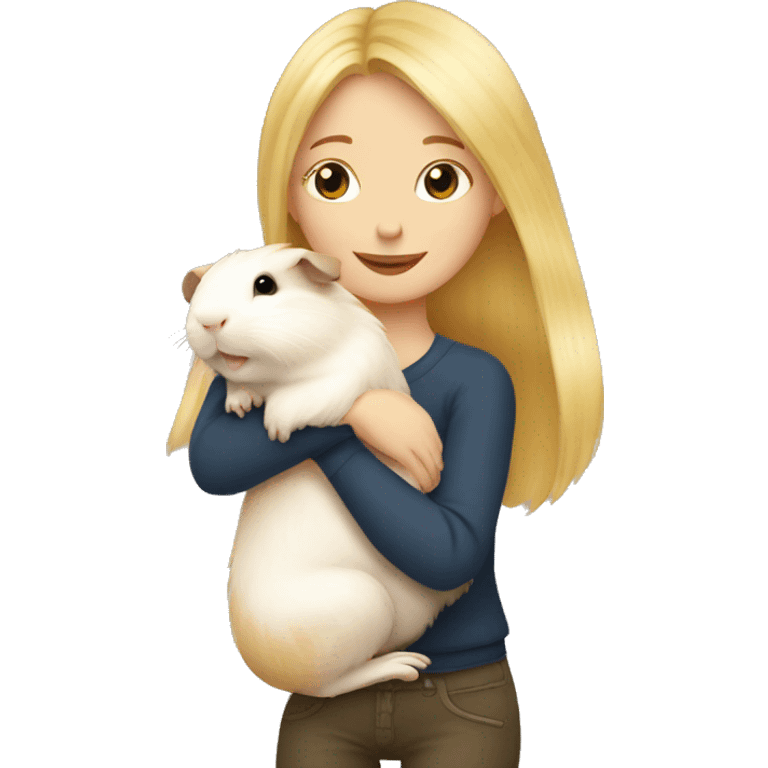 Blonde Woman hugging a guineapig emoji