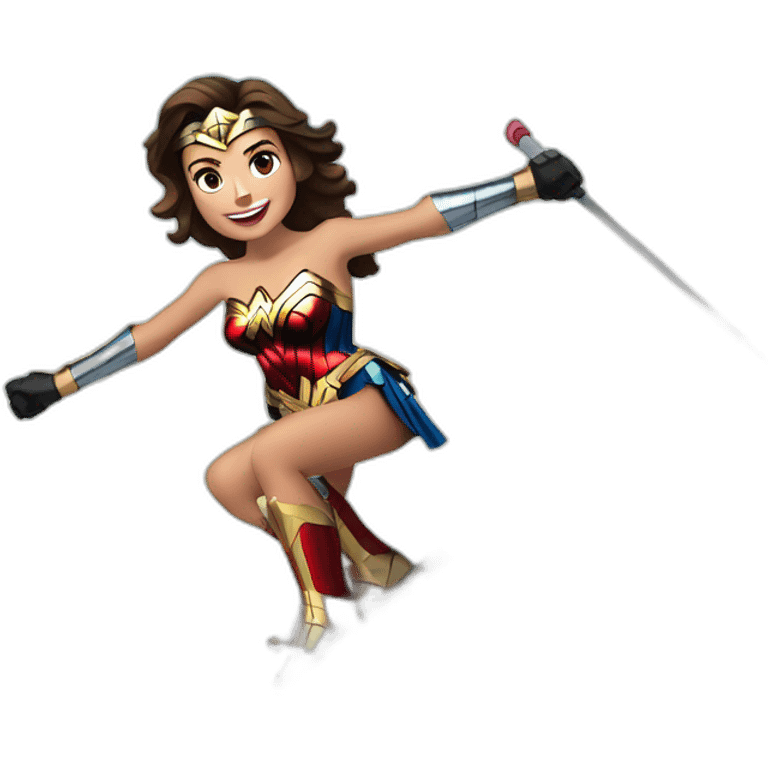 Wonder woman qui fait du ski alpin emoji