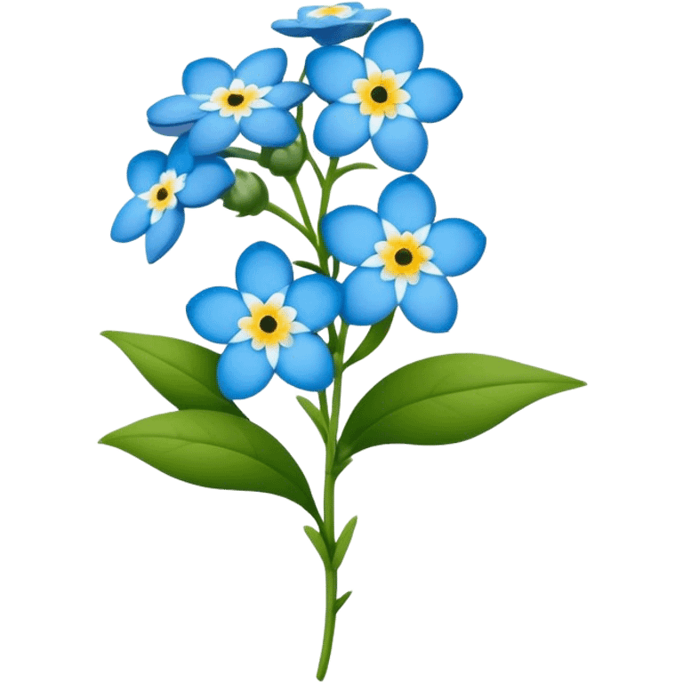 luxuriant, big bouquet Forget-Me-Not flower, stem, leaf emoji