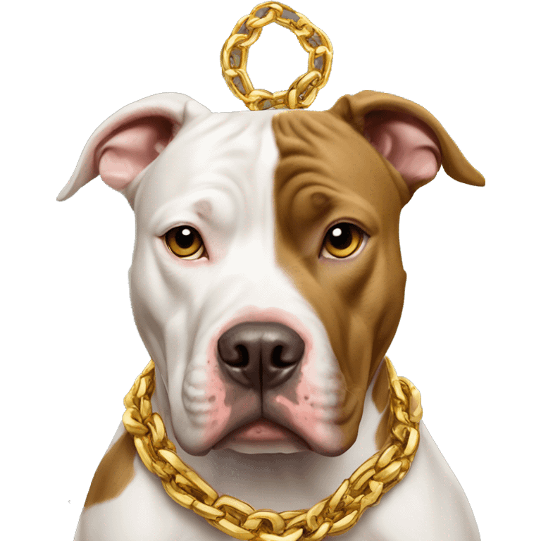 A dog pitbull and wearing big gold chain on that says G emoji