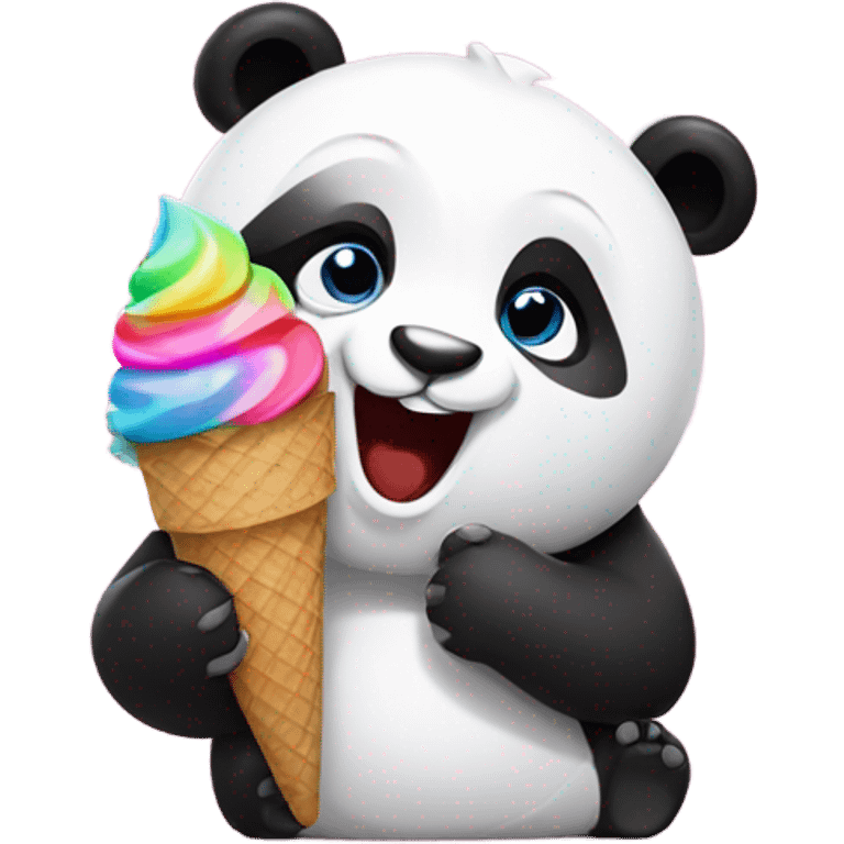 Panda eating ice cream emoji