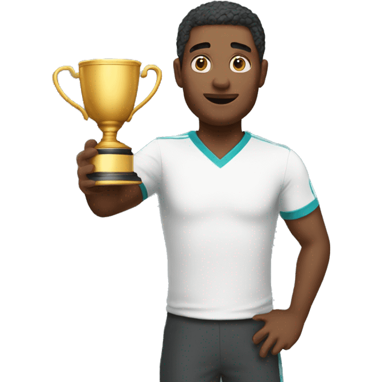 a man wth a champion cup emoji