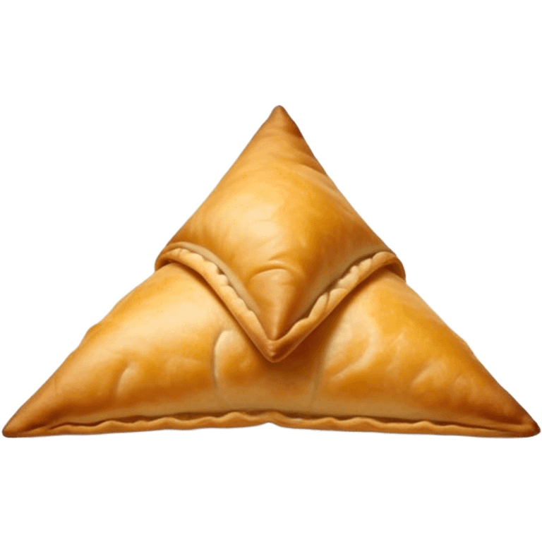 Samosa Cinematic Realistic Samosa Snack Emoji, depicted as a crispy, golden triangular pastry filled with spiced vegetables or meat, rendered with rich textures and vibrant, appetizing lighting. emoji