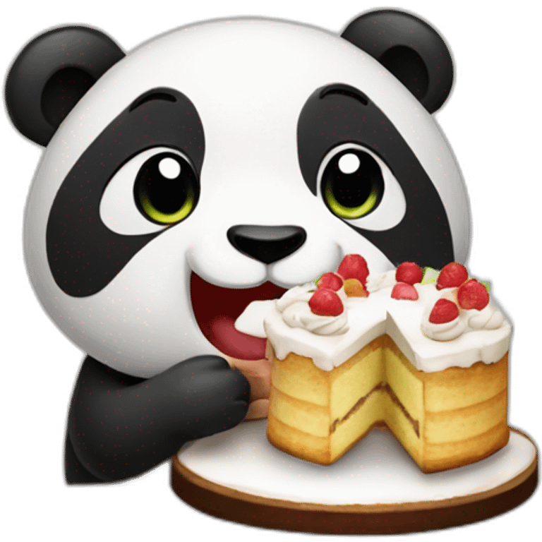 Un panda qui mange un gateau emoji