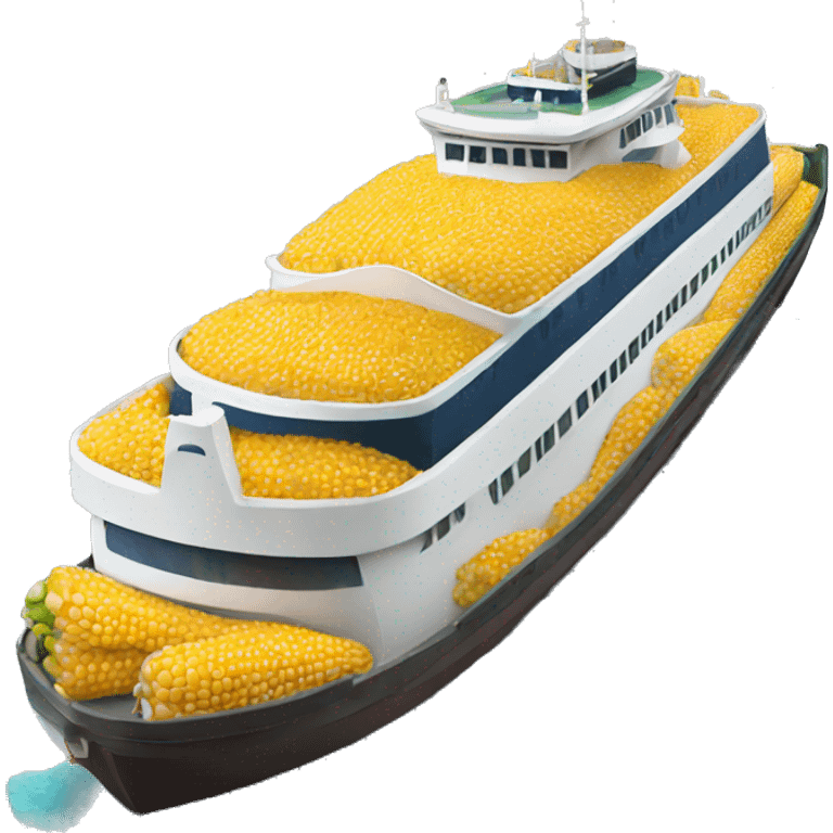 giant ferry boat filled with corn emoji